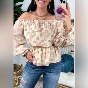 Jealous Tomato Pink Floral Off-Shoulder Blouse